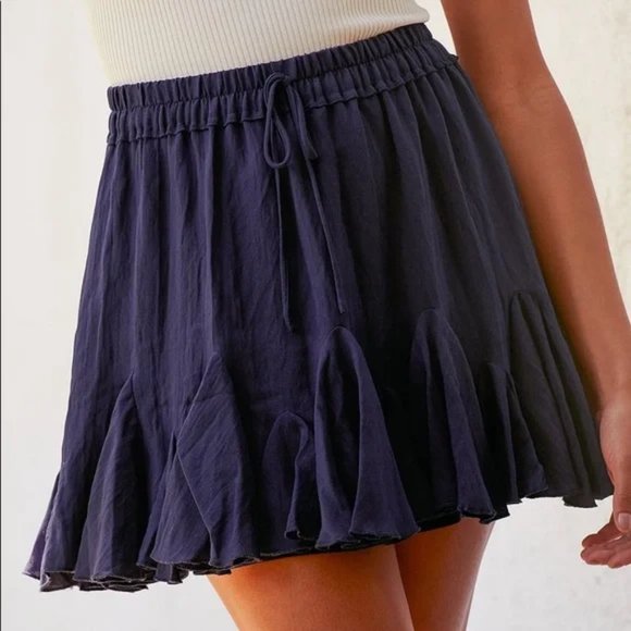 Lulus Dresses & Skirts - Lulus Twirl With Me Navy Blue Ruffled Mini Skirt Sz S